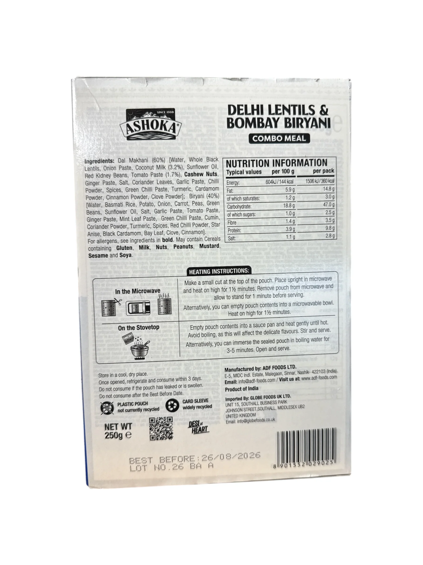 Ashoka Delhi Lentils & Bombay Biryani (Ready to eat) 250g - Image 2