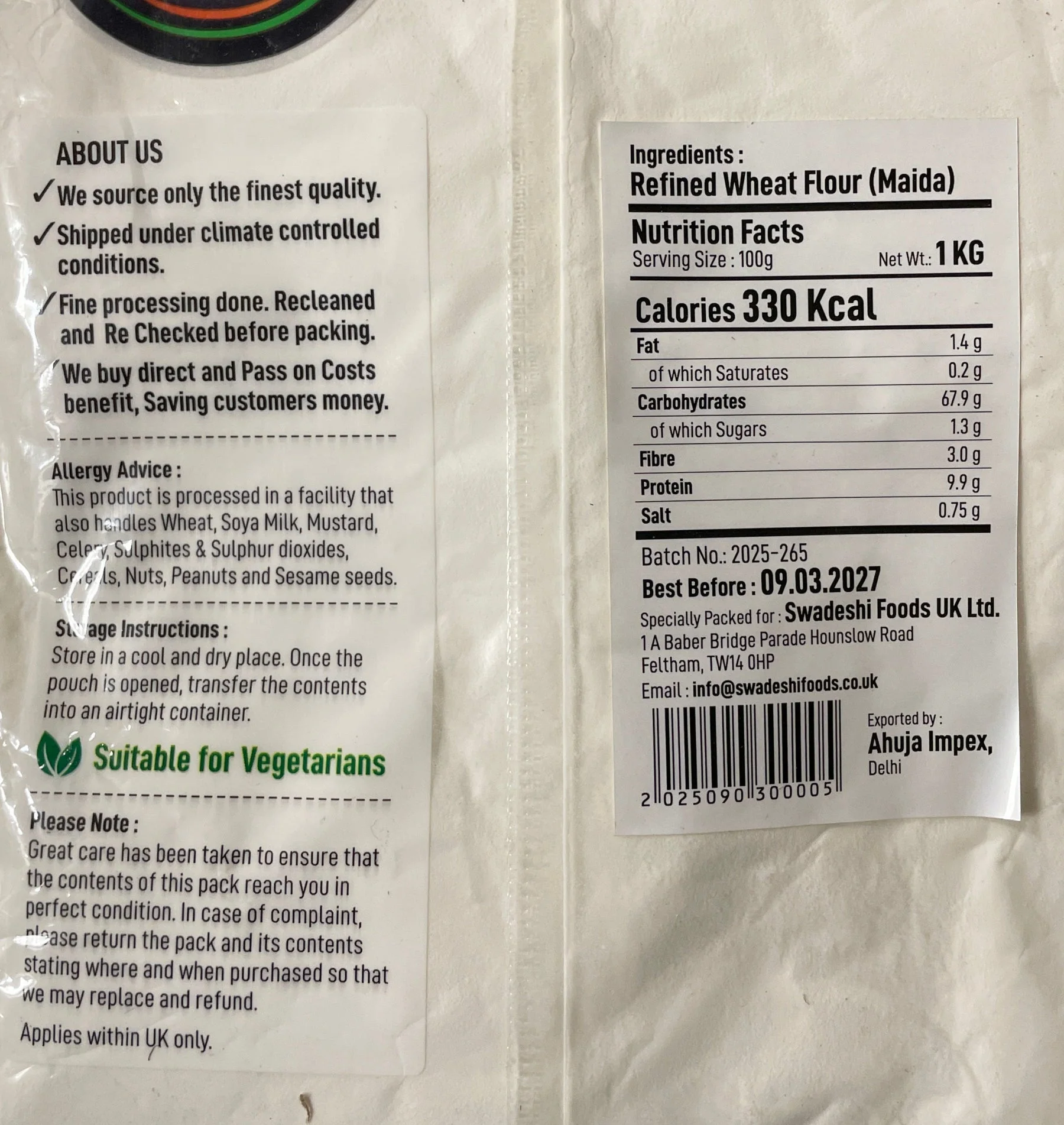 Food Factory Flour Maida 1Kg - Image 2