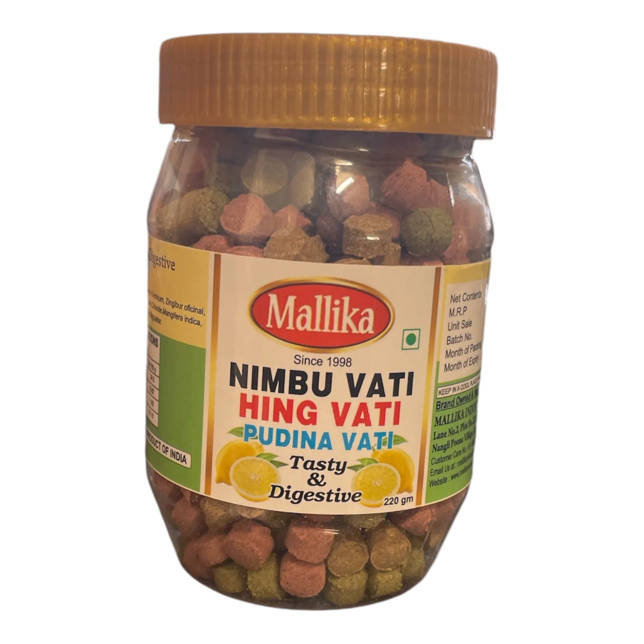Mallika Nimbu -Hing Pudina Mix Vati 220g