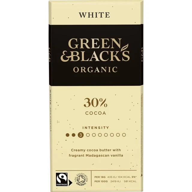 G&B Organic 30% White Cocoa Bar 90g