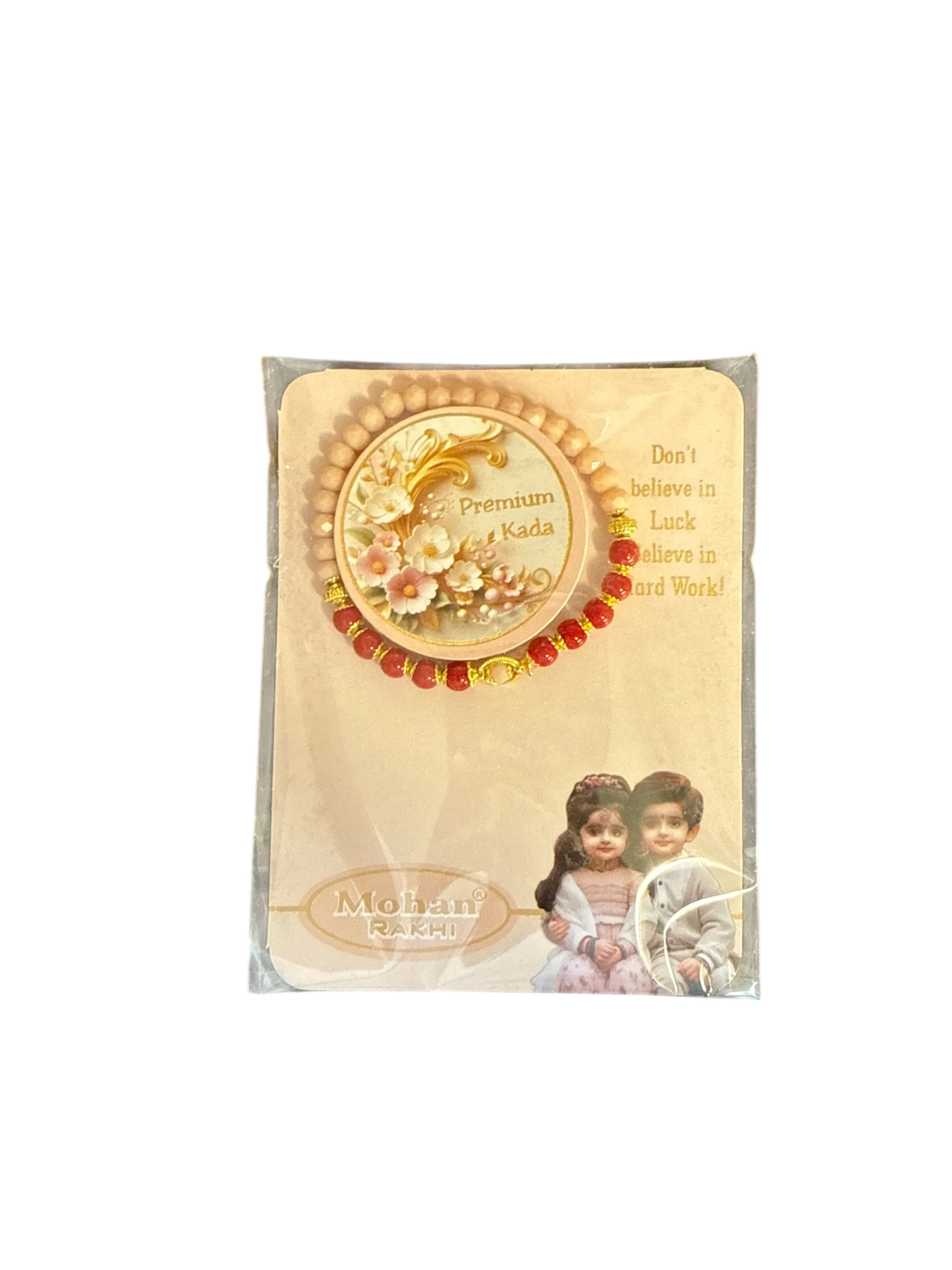 Premium Kada Rakhi – Red & Gold Beaded Bracelet Rakhi by Mohan Rakhi