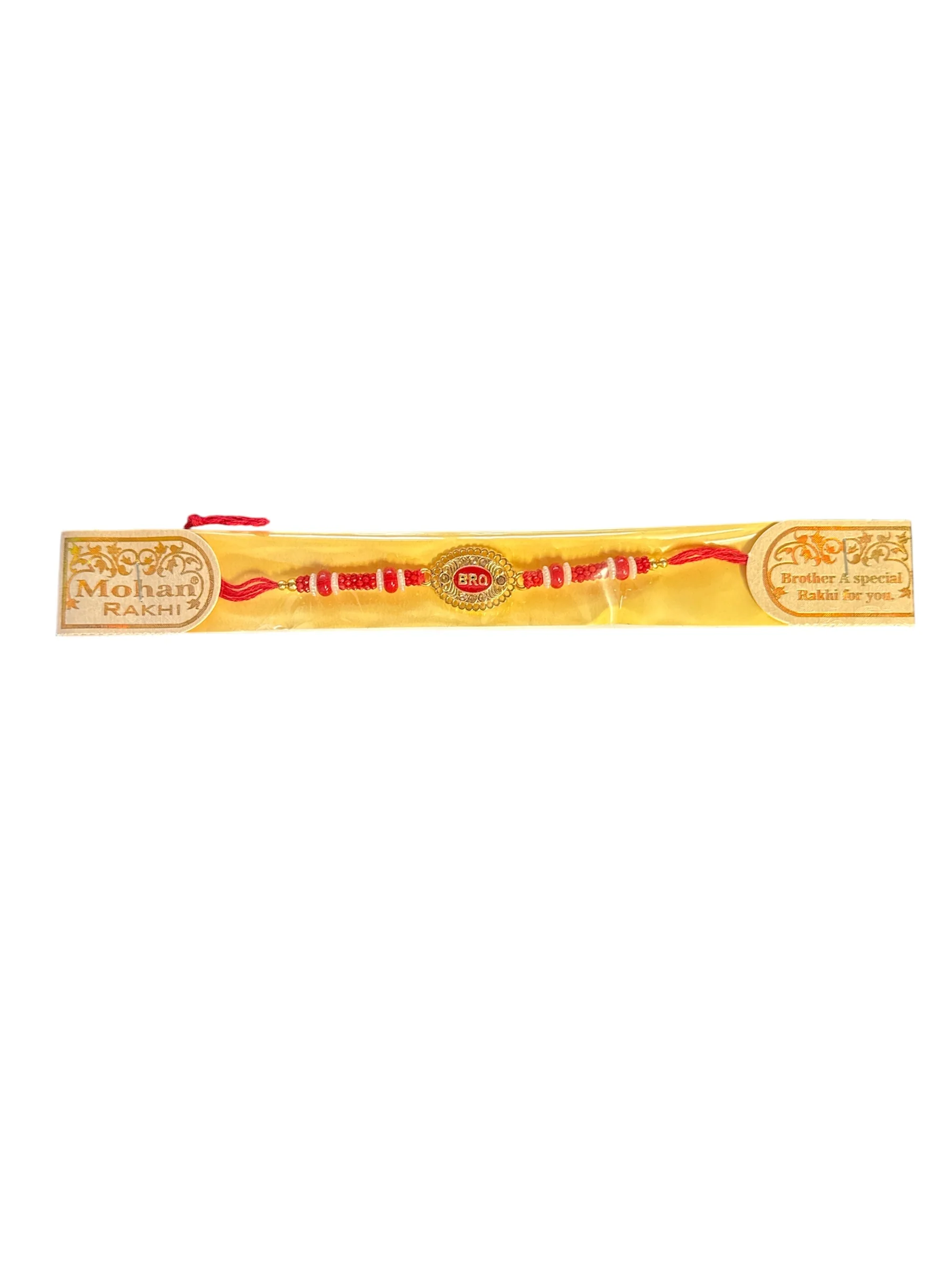 Red BRO Rakhi for Brother – Beaded Raksha Bandhan Thread by Mohan Rakhi