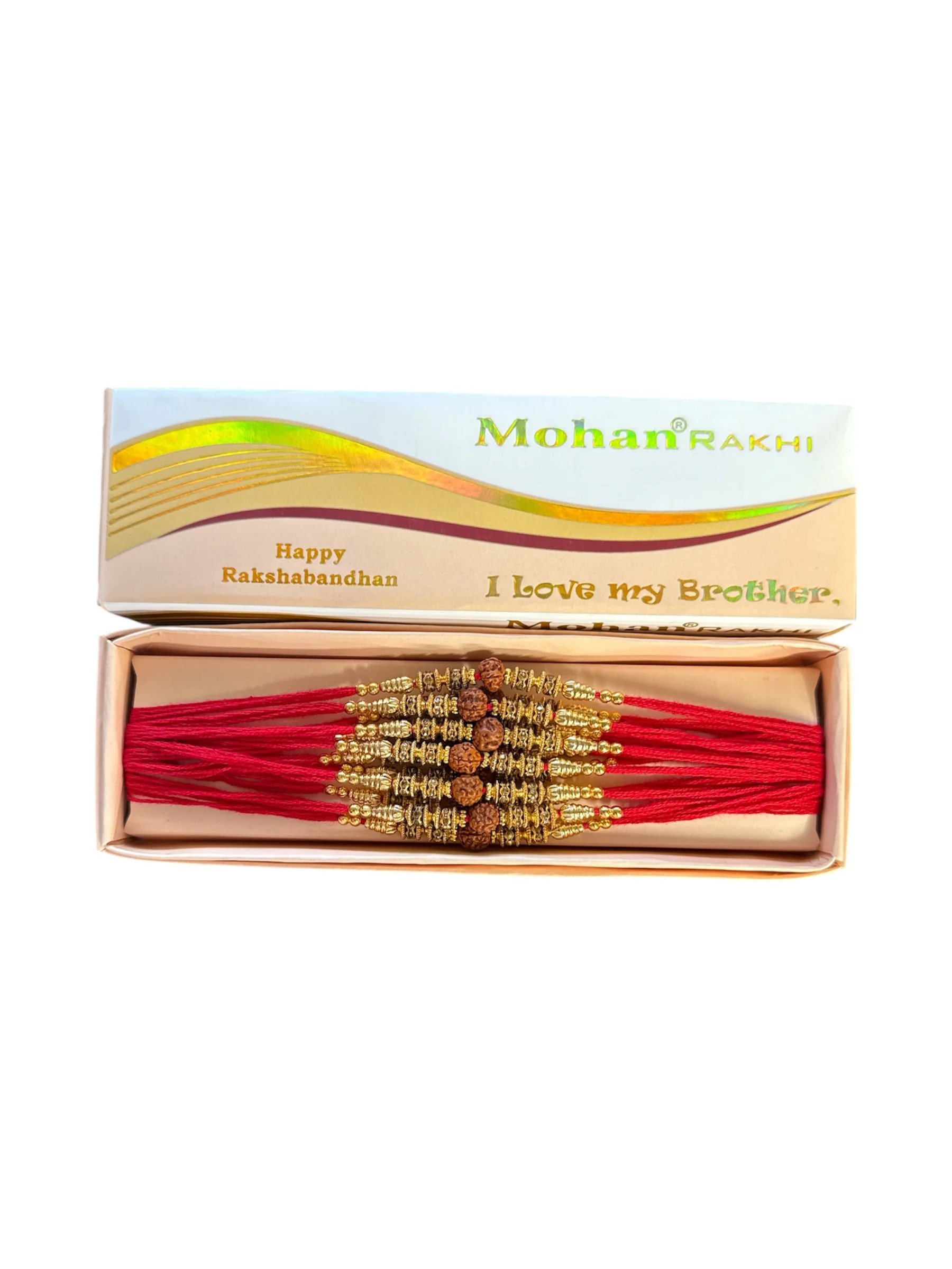 Red Rudraksha Rakhi – Multithread Premium Rakhi in Gift Box 12 pack