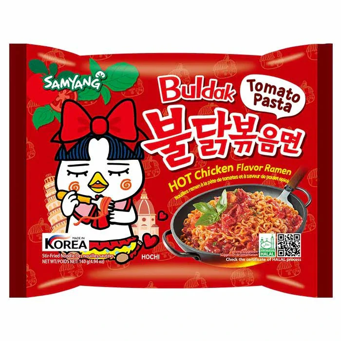 SamYang Buldak Tomato Pasta Hot Chicken Flavor Ramen 5x140g - Image 2