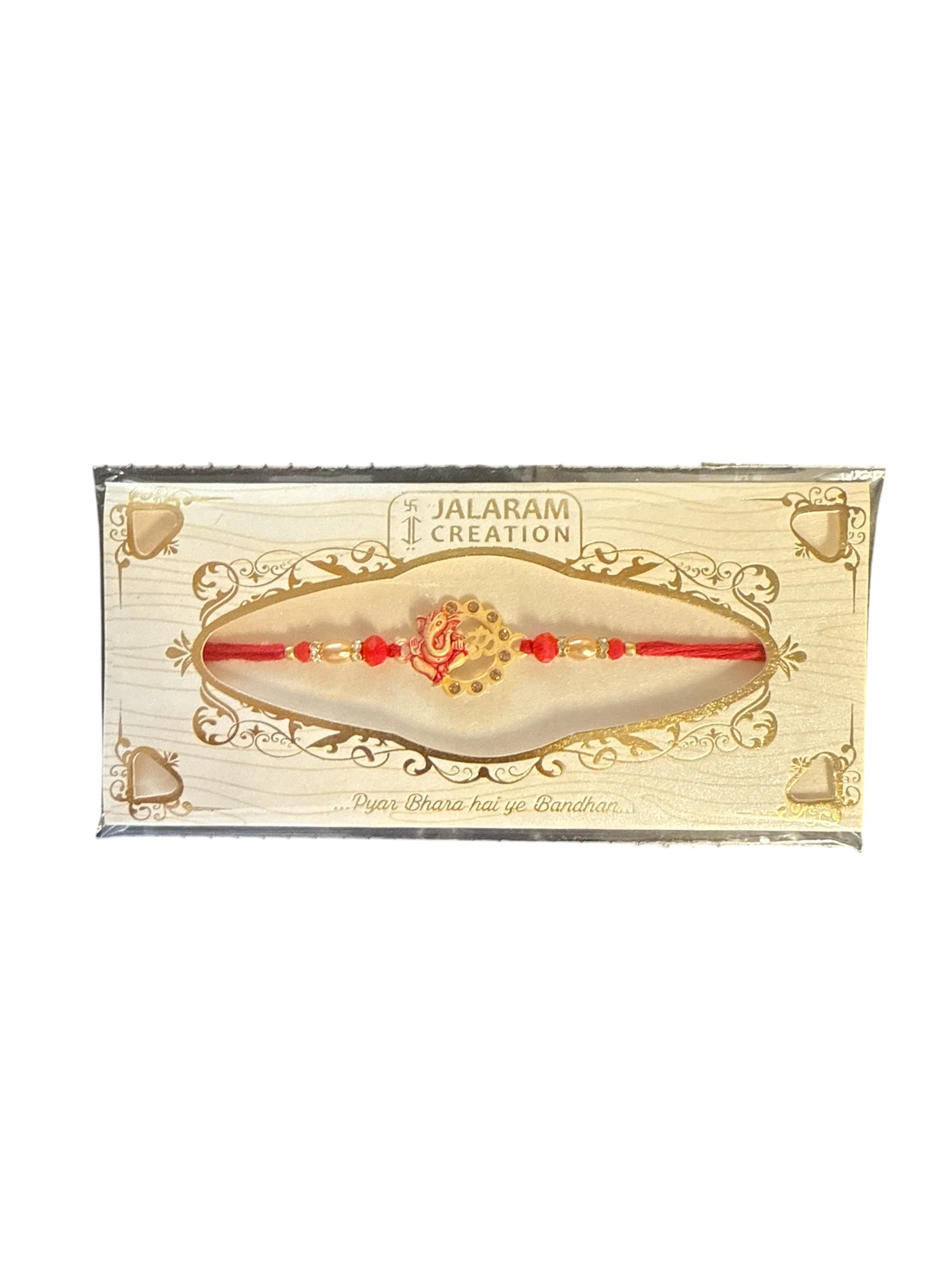 Swastik Rakhi – Red & Gold Traditional Rakhi by Jalaram Creation