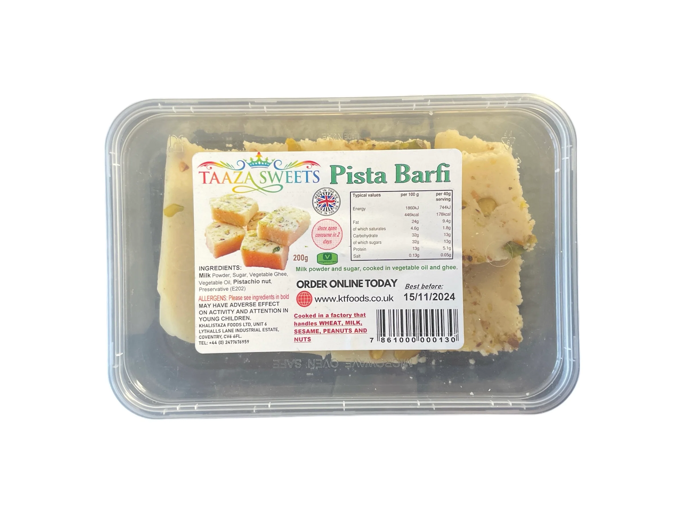 Taaza Sweets Pista Burfi 200g