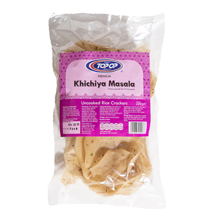Top-Op Khichiya (Rice Papdi) 200g – Ajwain, Jeera, Masala, Green Chilli, Red Chilli - Image 3