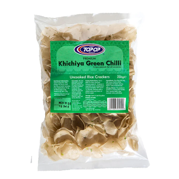 Top-Op Khichiya (Rice Papdi) 200g – Ajwain, Jeera, Masala, Green Chilli, Red Chilli - Image 4