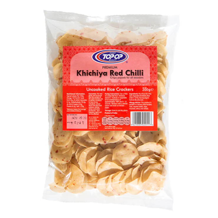 Top-Op Khichiya (Rice Papdi) 200g – Ajwain, Jeera, Masala, Green Chilli, Red Chilli - Image 5