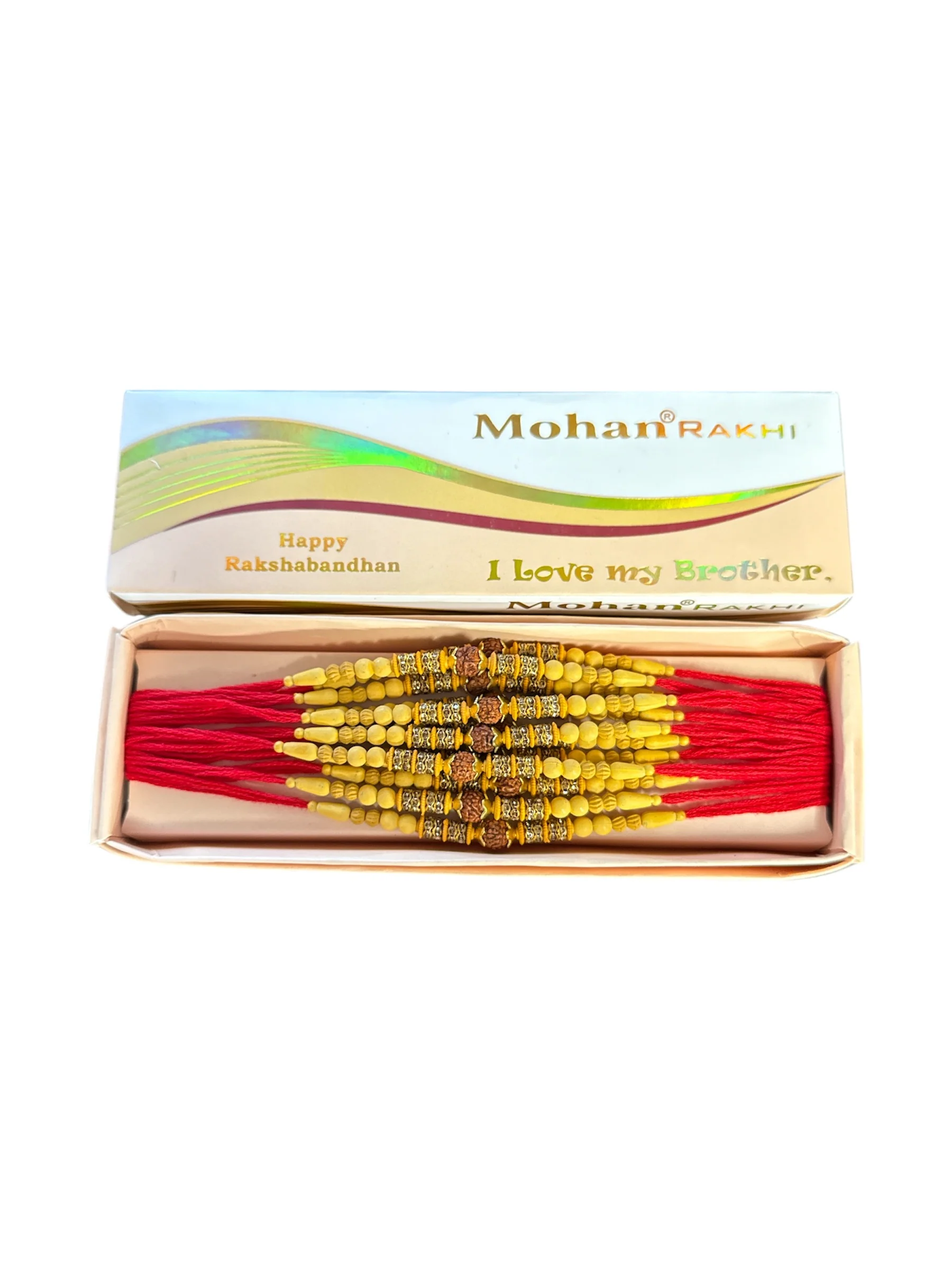 Traditional Rudraksha Rakhi Set – Pack of 12 Sacred Thread Rakhis